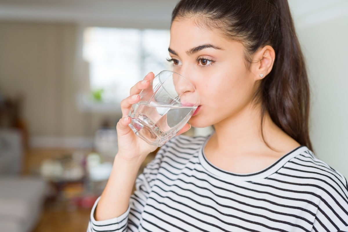 Female drinking water