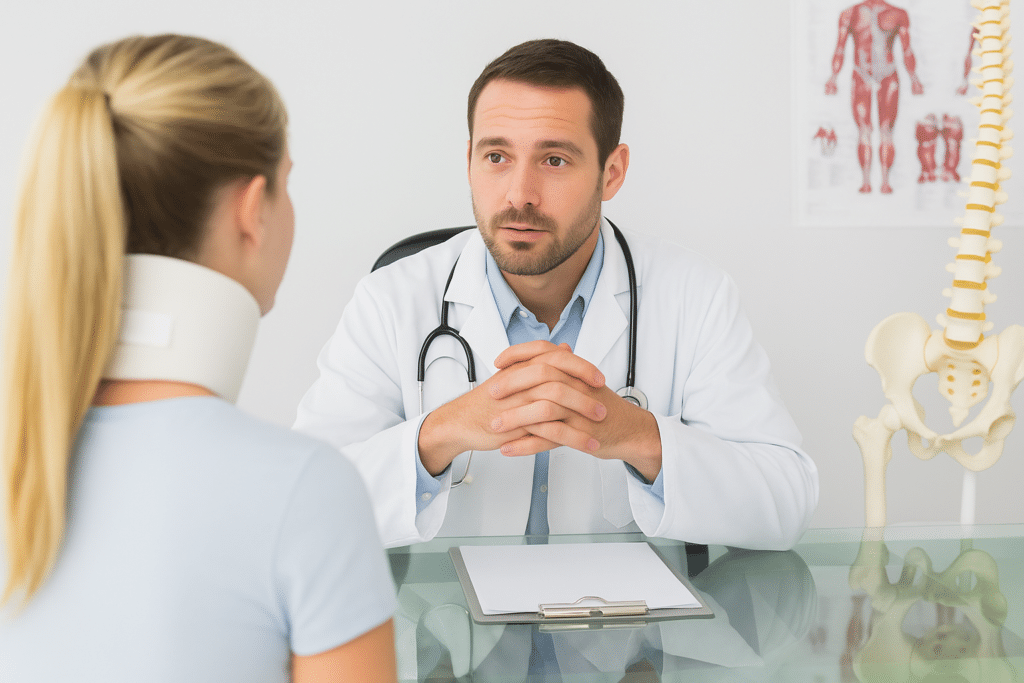 Patient interviewing a chiropractor