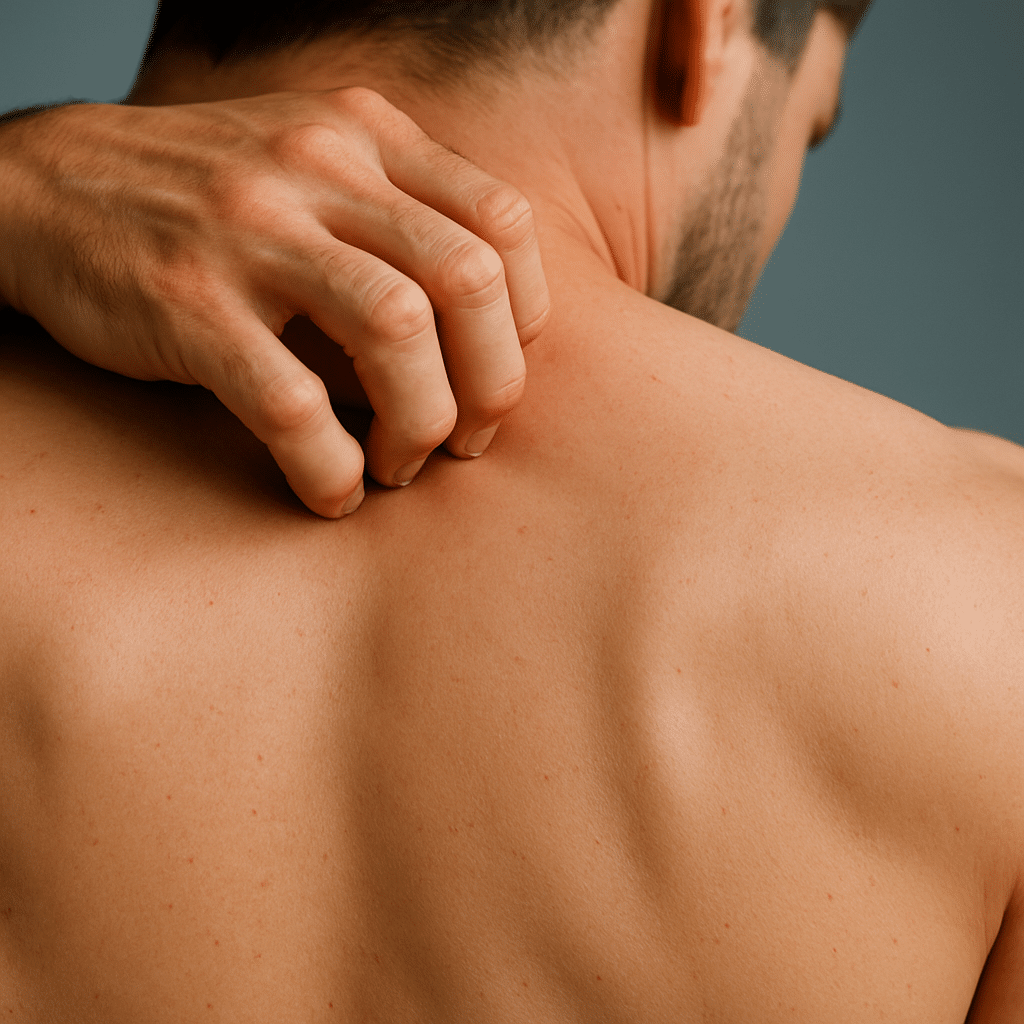 postherpetic neuralgia affecting a woman's back.
