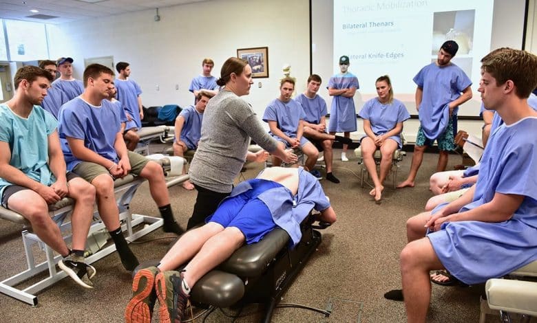 patient getting adjusted by chiropractor