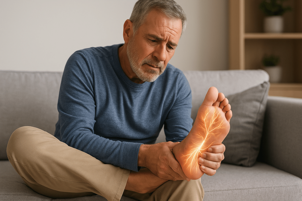 older man with neuropathy in his foot.