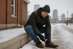 man holding his leg in pain with neuropathy in millwaukee